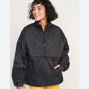 Old Navy, Black, Packable Half Zip Water Resistant Quilted Jacket